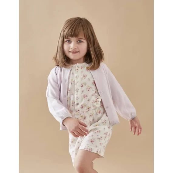 Cardigan lurex en tricot fin, lilas blanc