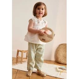 Ensemble Enfant Blouse Et Pantalon En Gaze De Coton Arya Ecru