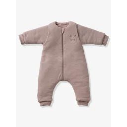 Combinaison à pieds PETIT CHAT, manches longues amovibles beige chiné