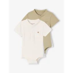 Lot de 2 bodies naissance col mao kaki