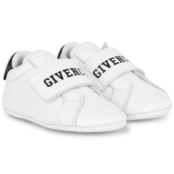 Chaussons à scratch en cuir UNISEXE Blanc