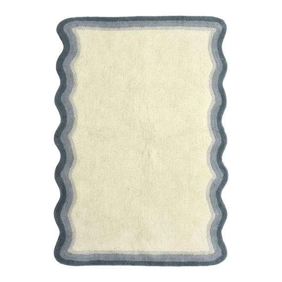Tapis Enfant En Coton Biscuit Bleu