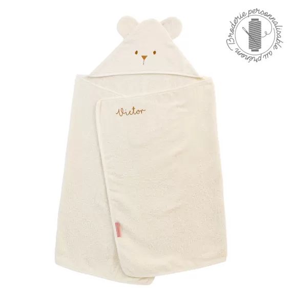 Cape de bain Ourson personnalisable – écru