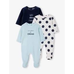 Lot de 3 dors-bien bébé en velours BASICS bleu nuit