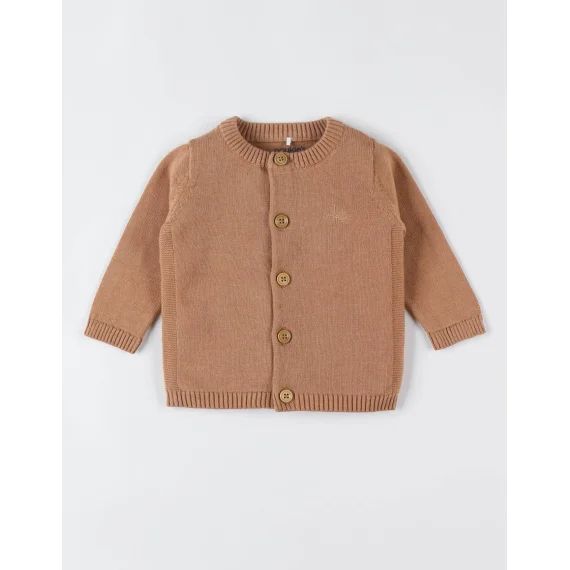 Cardigan En Tricot Bio Fin Marron