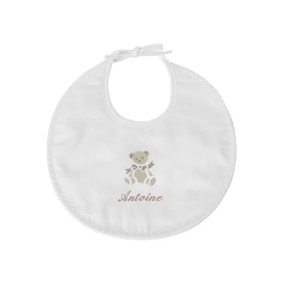 Bavoir de naissance Ours taupe (personnalisable)