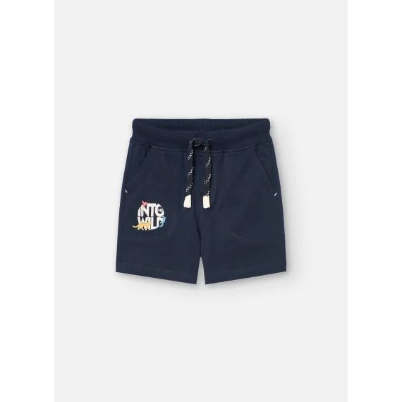 Bermuda En Coton Avec Détail Sur La Poche Bleu
