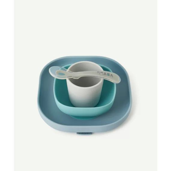 Coffret repas en silicone avec ventouse bleu 4m+ –  – Soldes