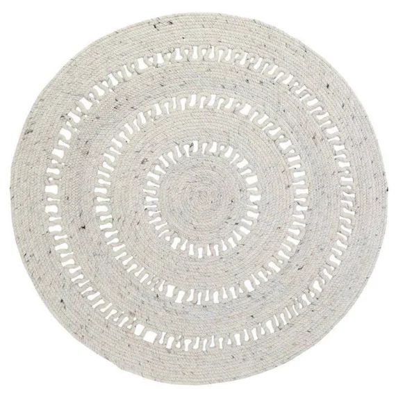 Tapis Enfant Bibek Tissé Main En Coton / Laine Naturel Ø110 – Nattiot Blanc
