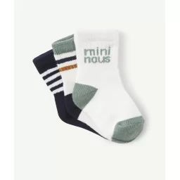 Lot de 3 chaussettes bébé garçon avec rayures –  – Soldes