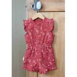 Combishort Bébé En Gaze De Coton Fiesta Rose