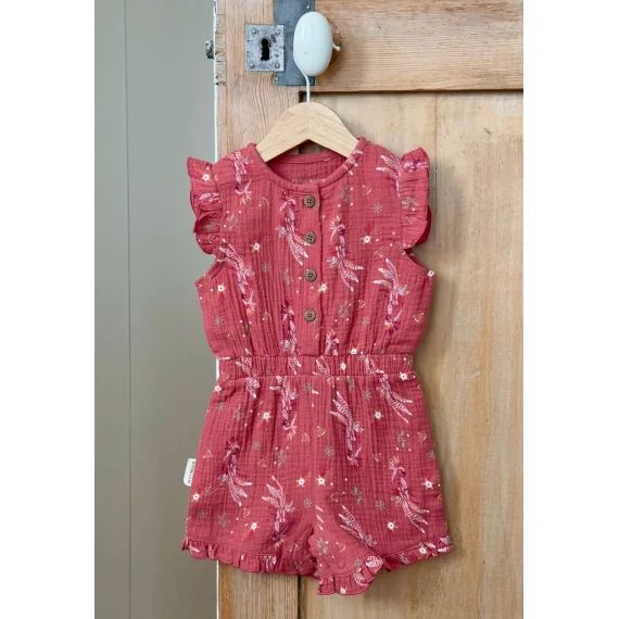 Combishort Bébé En Gaze De Coton Fiesta Rose