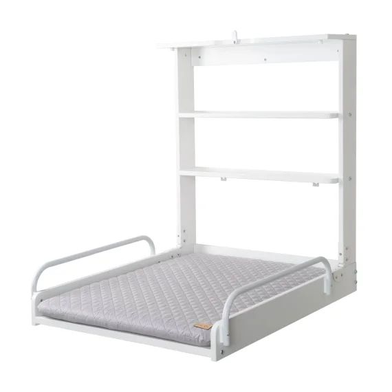 Table À Langer Murale Pliante + Matelas À Langer Déperlant Roba Style Blanc / Gris Argenté