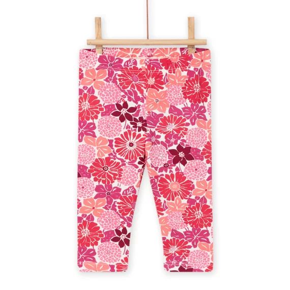 Legging Rose Imprimé Bébé Fille – Ecru