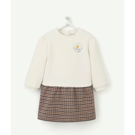 Robe bébé fille en fibres recyclées et molleton avec motif –  – Soldes