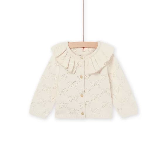 Cardigan À Motifs Papillons Ajourés – Ecru
