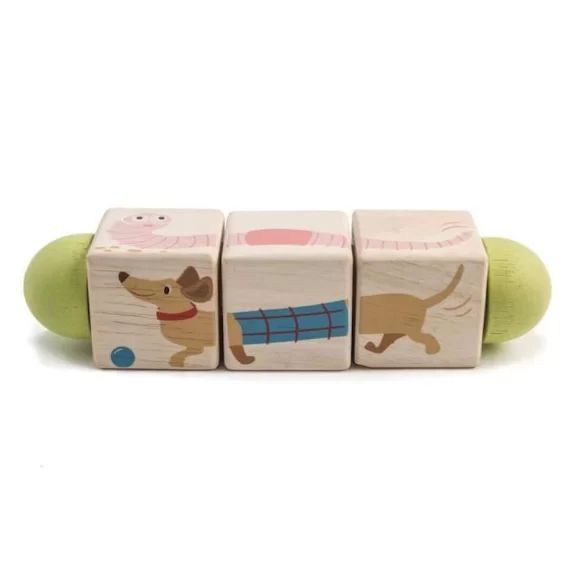 Tender Toys Cubes à torsion Bois d&rsquo;animal junior 16,5 x 4 x 4 cm blanc