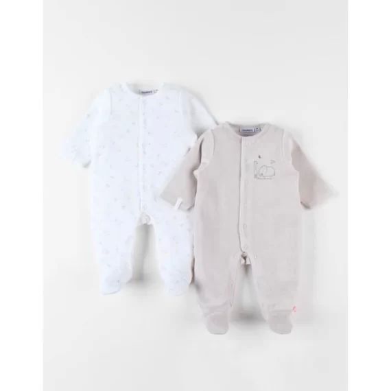 Set de 2 pyjamas dors-bien imprimé oiseaux blanc