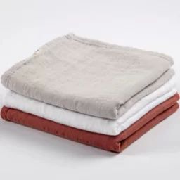 Lot de 3 langes en coton bio Blanc/Naturel/Terracotta (70 x 70 cm)