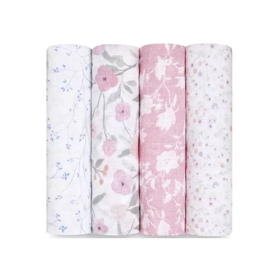 Lot de 4 maxi langes en coton Ma Fleur (120 x 120 cm)