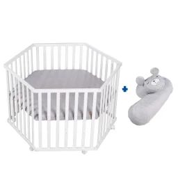 Parc Bébé Hexagonal + Tapis Déperlant Et Traversin Roba Style Blanc – Gris Argenté