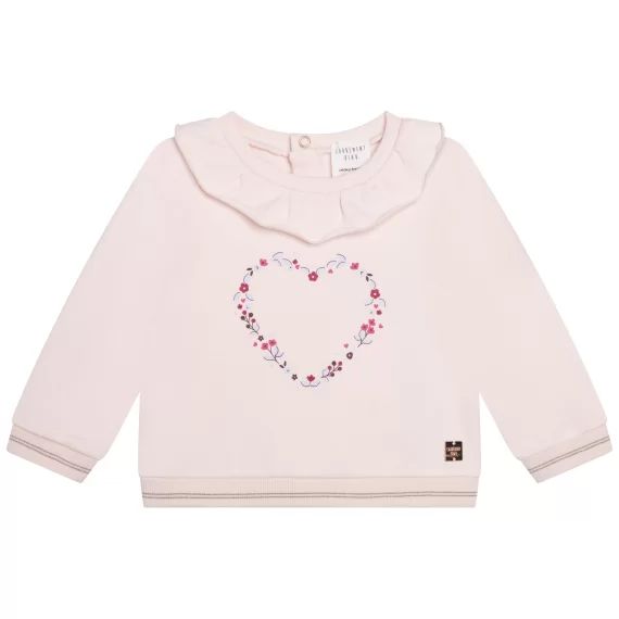 Sweat molletonné col volanté Fille Rose