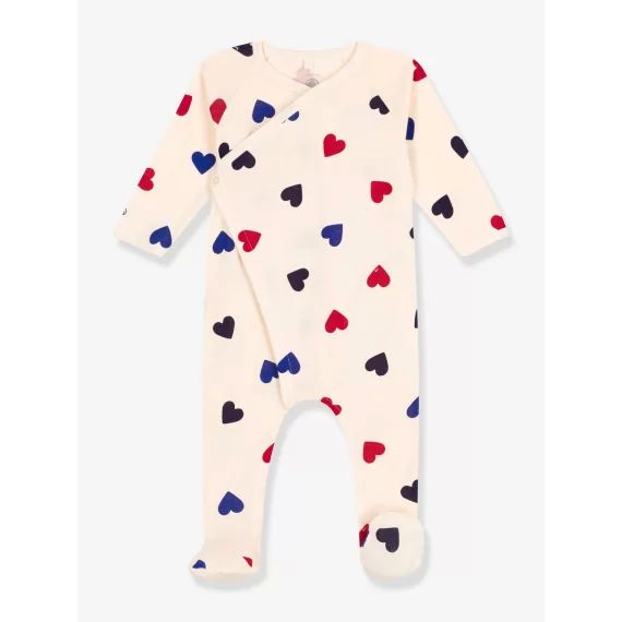 Pyjama cœur bébé en coton PETIT BATEAU beige imprimé