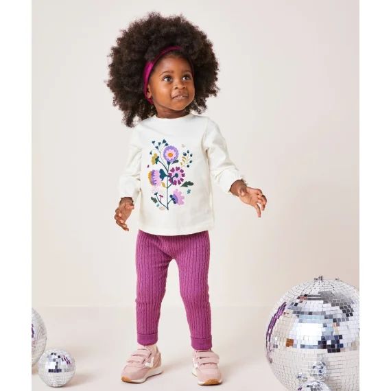 Legging côtelé bébé fille violet