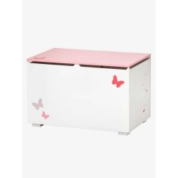 Coffre à jouets LIGNE ENVOLEE blanc/rose