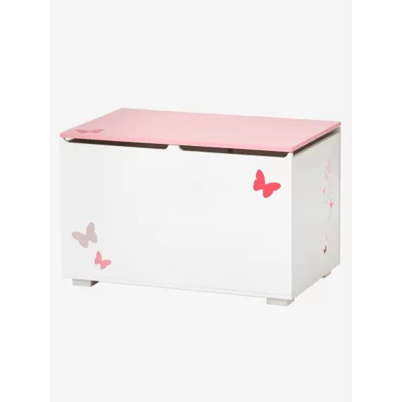 Coffre à jouets LIGNE ENVOLEE blanc/rose