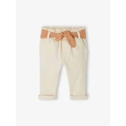 Pantalon paperbag bébé avec ceinture écru