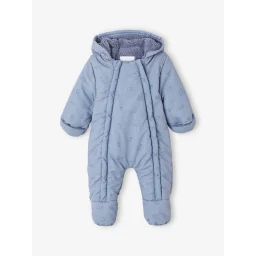 Combi-pilote imprimée ours bébé doublée sherpa ouverture double-zip bleu