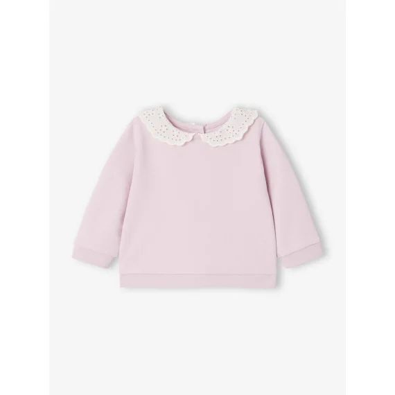 Sweat naissance avec col brodé rose