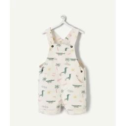Salopette bébé garçon écrue avec motifs été et crocodiles –  – Soldes
