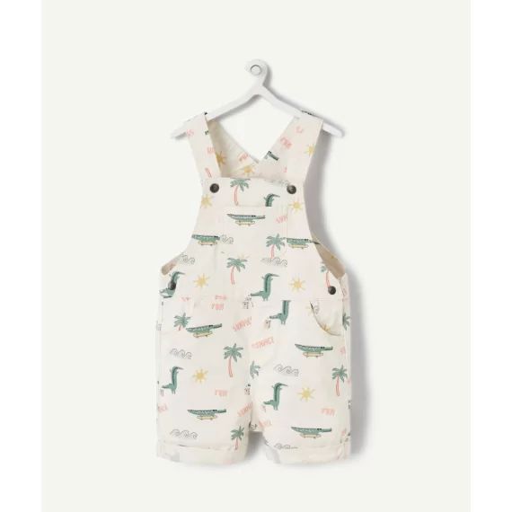 Salopette bébé garçon écrue avec motifs été et crocodiles –  – Soldes