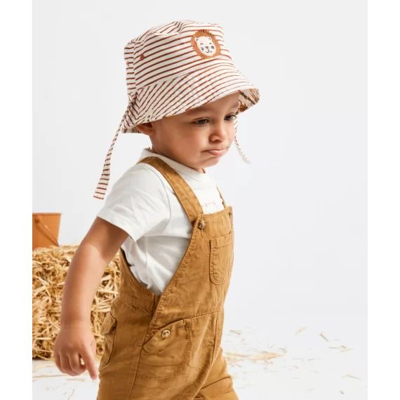 Bob réversible bébé garçon en coton imprimé et rayé –  – Soldes