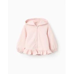 Veste À Capuche Avec Volants Et Dentelle Rose Clair