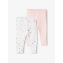 Lot de 2 leggings basic bébé BASICS rose pâle
