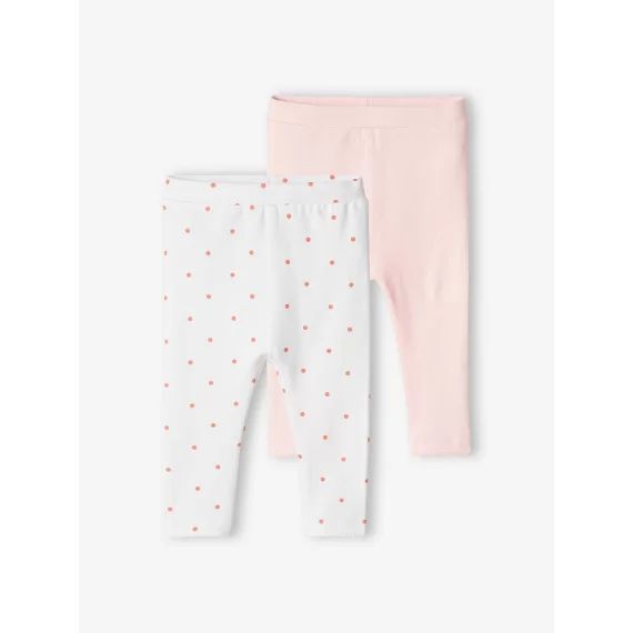 Lot de 2 leggings basic bébé BASICS rose pâle
