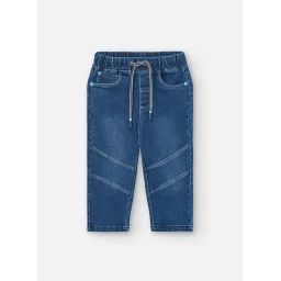 Jean En Maille Avec Taille Élastique Et Cordon De Serrage Bleu