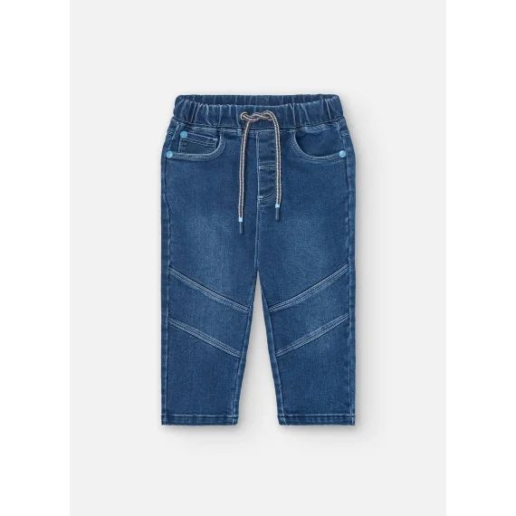 Jean En Maille Avec Taille Élastique Et Cordon De Serrage Bleu