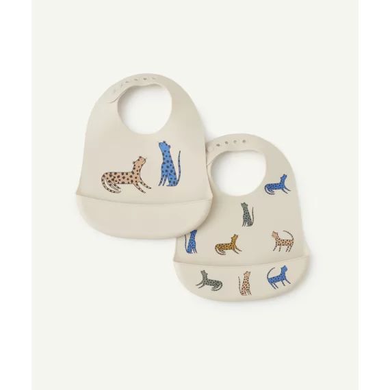 Lot de 2 bavoirs en silicone motifs léopards colorés