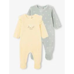 Lot de 2 dors-bien bébé en velours jaune pâle