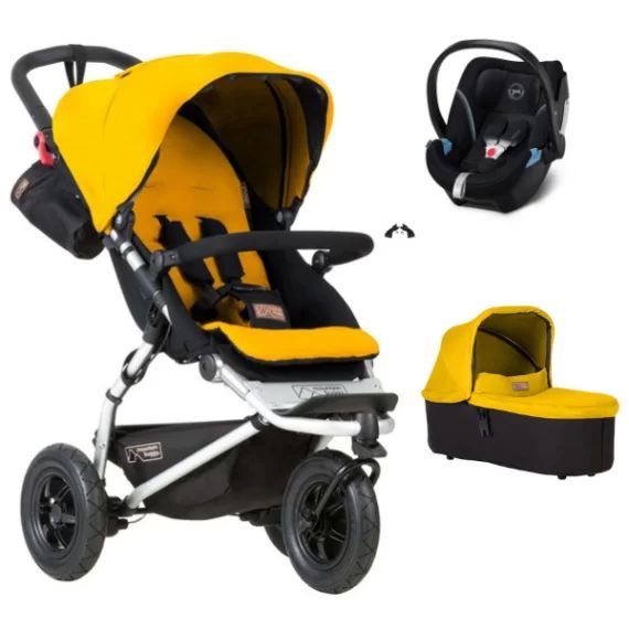 Poussette Mountain Buggy Swift + Nacelle Plus – Gold + Coque Auto Cybex Aton 5 – Deep Black