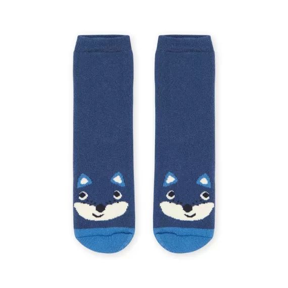 Chaussettes À Motif Loup – Bleu marine