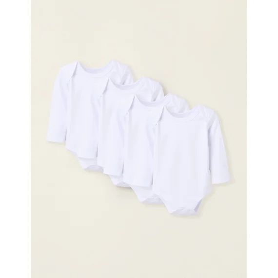 Pack 4 Bodies Unis Grattés En Coton Blanc