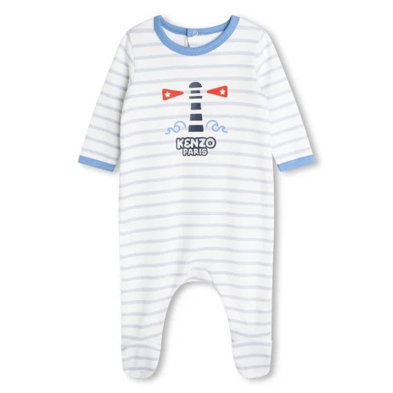 Pyjama rayé à imprimé devant Garçon Blanc