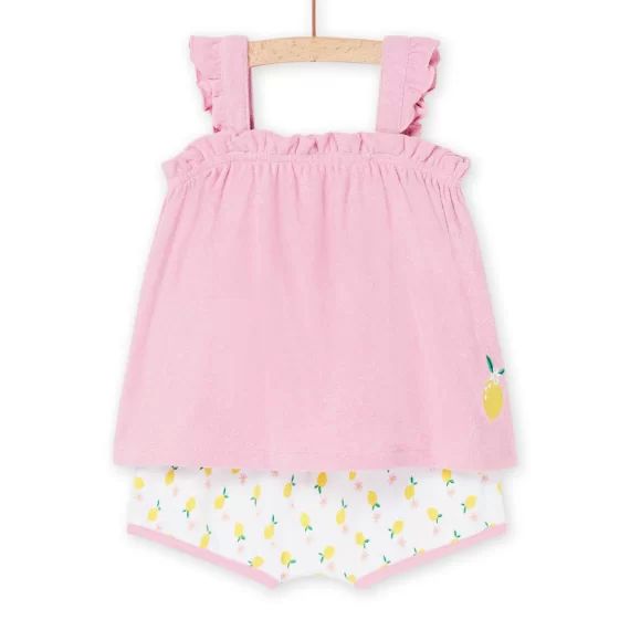 Débardeur Barbapapa À Motif Citron Et Short Blanc À Imprimé Citrons – Rose
