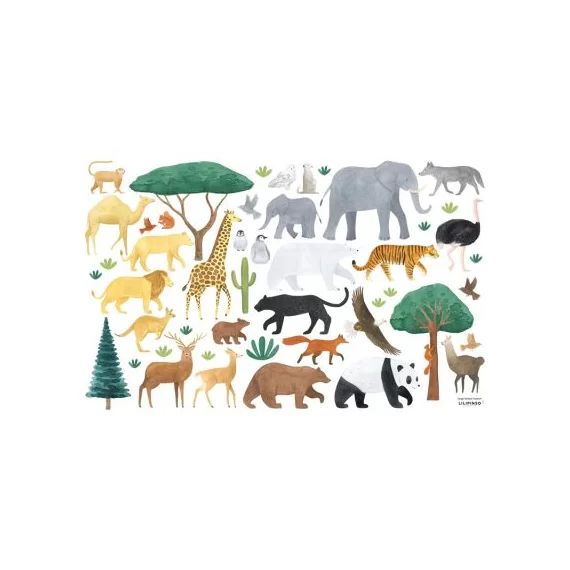 Planche de stickers M Animaux du monde (64 x 90 cm)