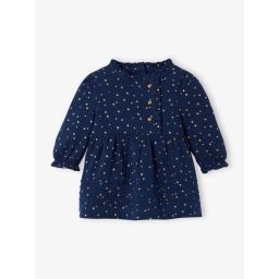 Robe en gaze de coton bébé ouverture décalée marine